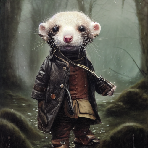 beyondchaos Tiny cute and adorable ferret Sherlock dressed in a f2a3ae6b-b4d5-4a5a-9d12-b33b970746d8