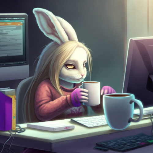 beyondchaos a computer programmer bunny sitting at her desk wit 48fd1a5f-169f-4174-83ed-41a38e3b8811 (1) (1)