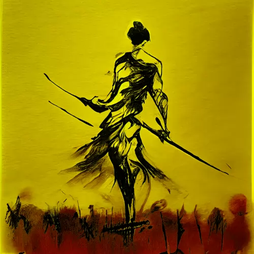 beyondchaos lindens warrior standing in a field of arrows sumi- f726a92d-2be4-4b2a-a84d-4ffcb95e4c09