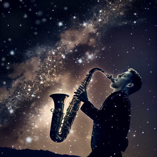 beyondchaos man blowing into a saxophone under a sky full of st c5fabbb8-6016-4984-813e-b86a9150decb