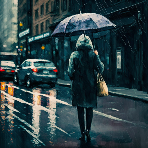 beyondchaos rainy street scene lone young woman walking with um cfac729a-5ce6-462f-bdab-8721f5942956 (1) (1)